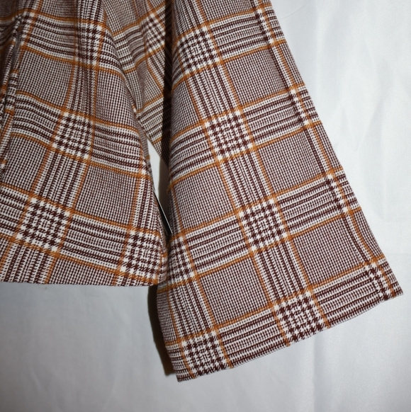 Alice Blue Brown Plaid Blazer w/Velvet Maroon Collar And Buttons. Small. NWT. - Picture 7 of 15